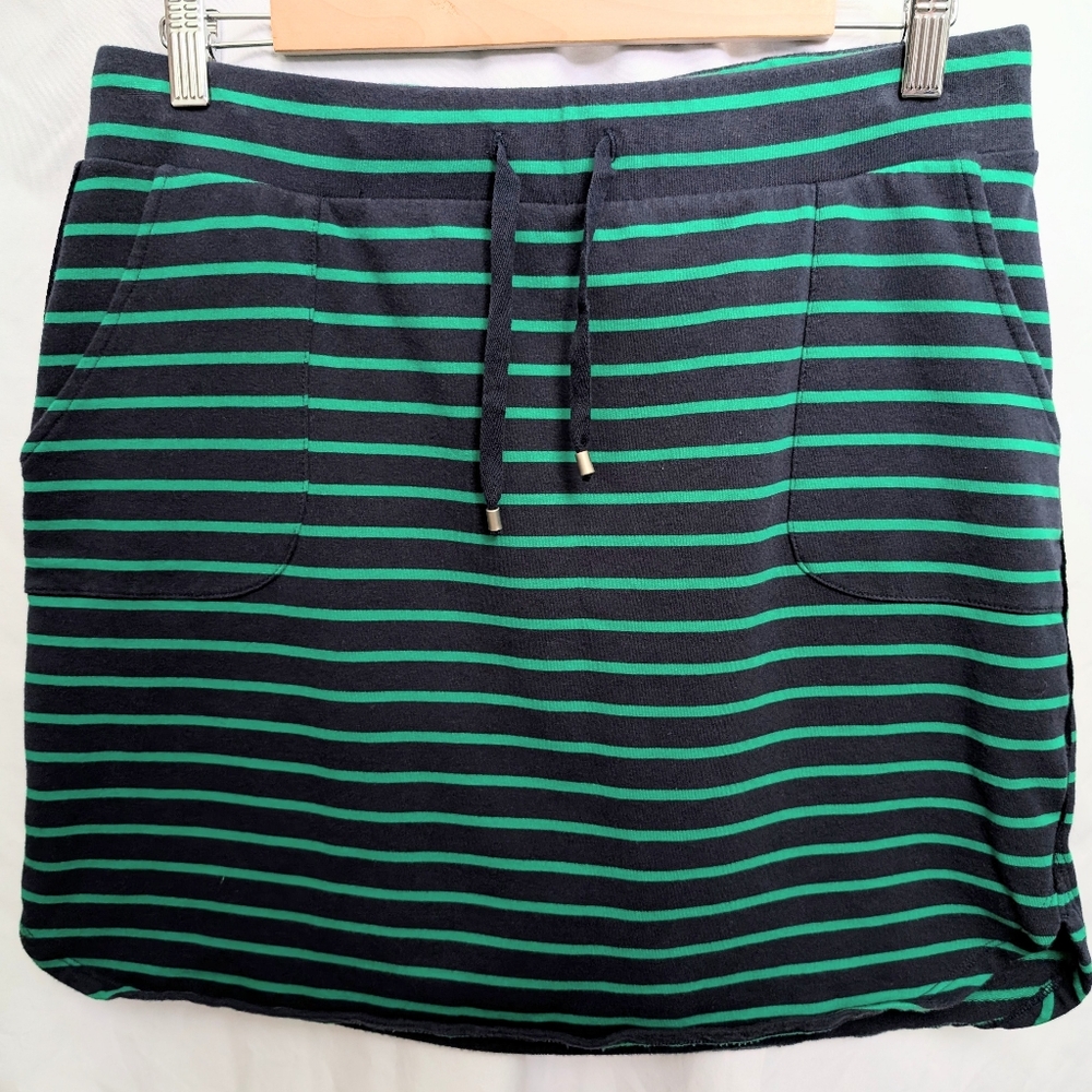 Dakini Navy & Green striped mini skirt